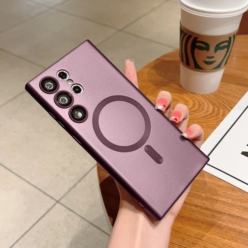 Original For Magsafe Magnetic Silicone Case For Samsung Galaxy S25 S23 S22 S21 S24 Ultra Plus Matte Cases Wireless Charge Cover