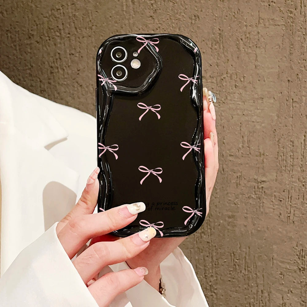 Clear Soft Curly Wave Case For Samsung A55 5G A54 A53 A52 A35 A34 A32 A24 A23 A22 A14 A13 A12 S24 Ultra S23 S22 S21 S20 FE Cover