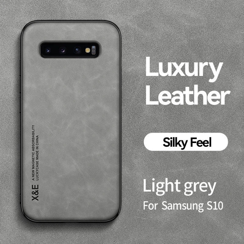 For Samsung Galaxy S8 S9 S10 Plus Case Luxury Leather Magnetic Car Holder Phone Case For Samsung S10E Note 8 9 10 Back Cover
