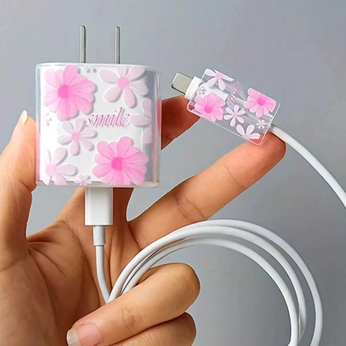 3-Piece set Charger Spider Case For Apple IPhone 18W 20W Transparent Data Wire Winder Cable Protectors Port Breakproof Protectio