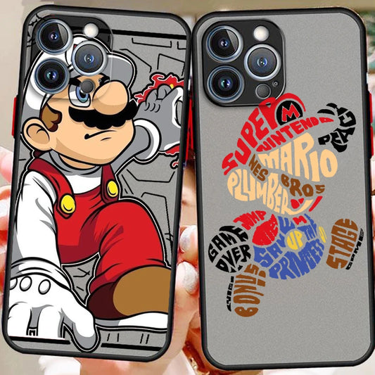 M-Marios Popular Cartoon Art Frosted Translucent For Apple iPhone 16 15 14 13 12 11 XS XR X Pro Max Plus Mini TPU Phone Case
