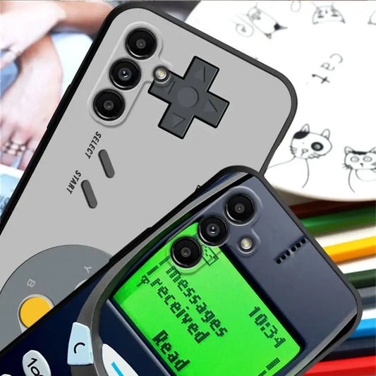 Case For Samsung Galaxy A52 A53 A12 A13 A54 A32 A51 A71 A23 A33 A21s 5G A22 A50 Soft Phone Retro Camera Games