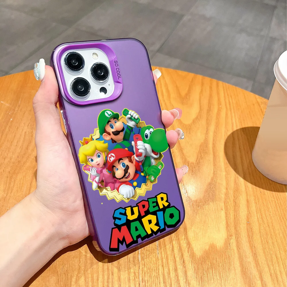 CARTOON T-The S-Super Mario Bros Movie  phone case FUNDA for iPhone 12 13 14 15 16 Max Pro Plus Mini Silver lMDaser Color Cover