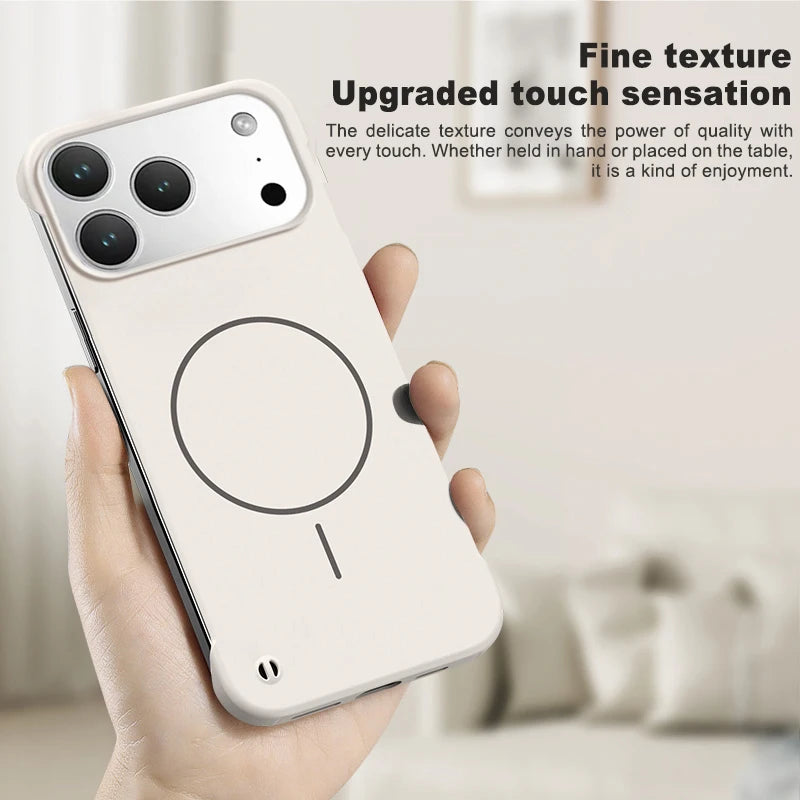 Frameless Solid Color Magnetic Case For iPhone 17 Air 16 15 14 13 12 11 Pro Max Plus 16E For Magsafe Hard PC Matte Back Cover