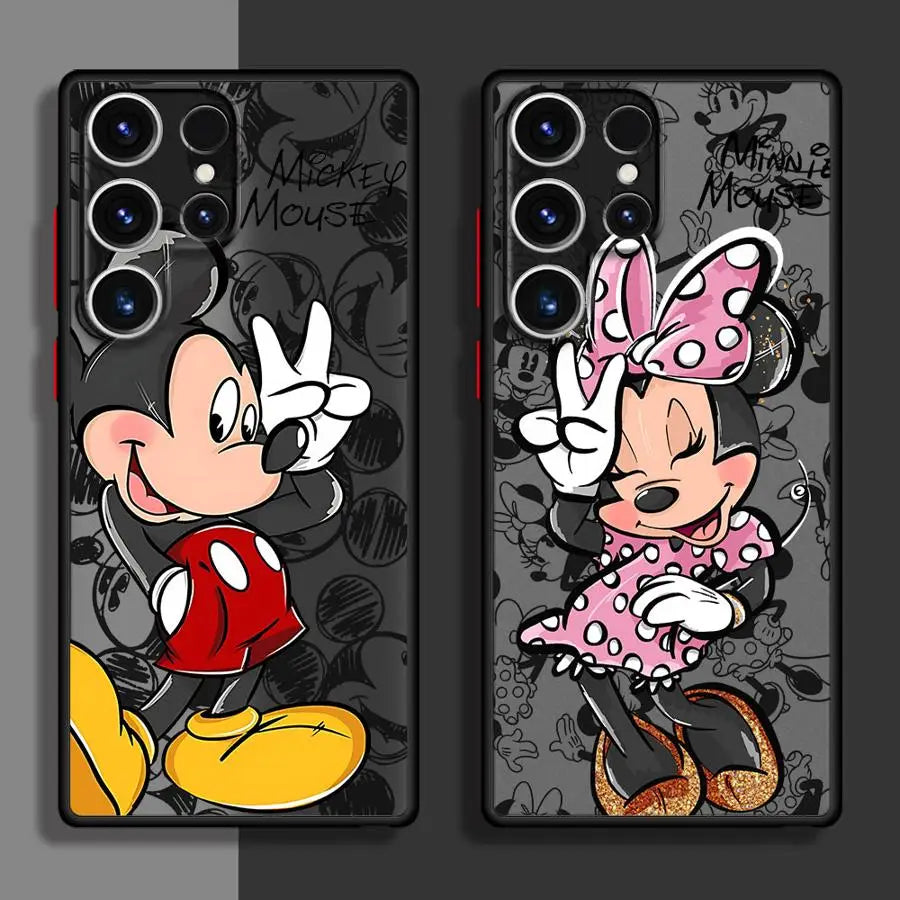 Cool Disney Mickey Minnie Matte Case for Samsung Galaxy S24Ultra S23 S25 Ultra S20 FE S21 S22 Plus S10 S9 S23 5G Phone Cover