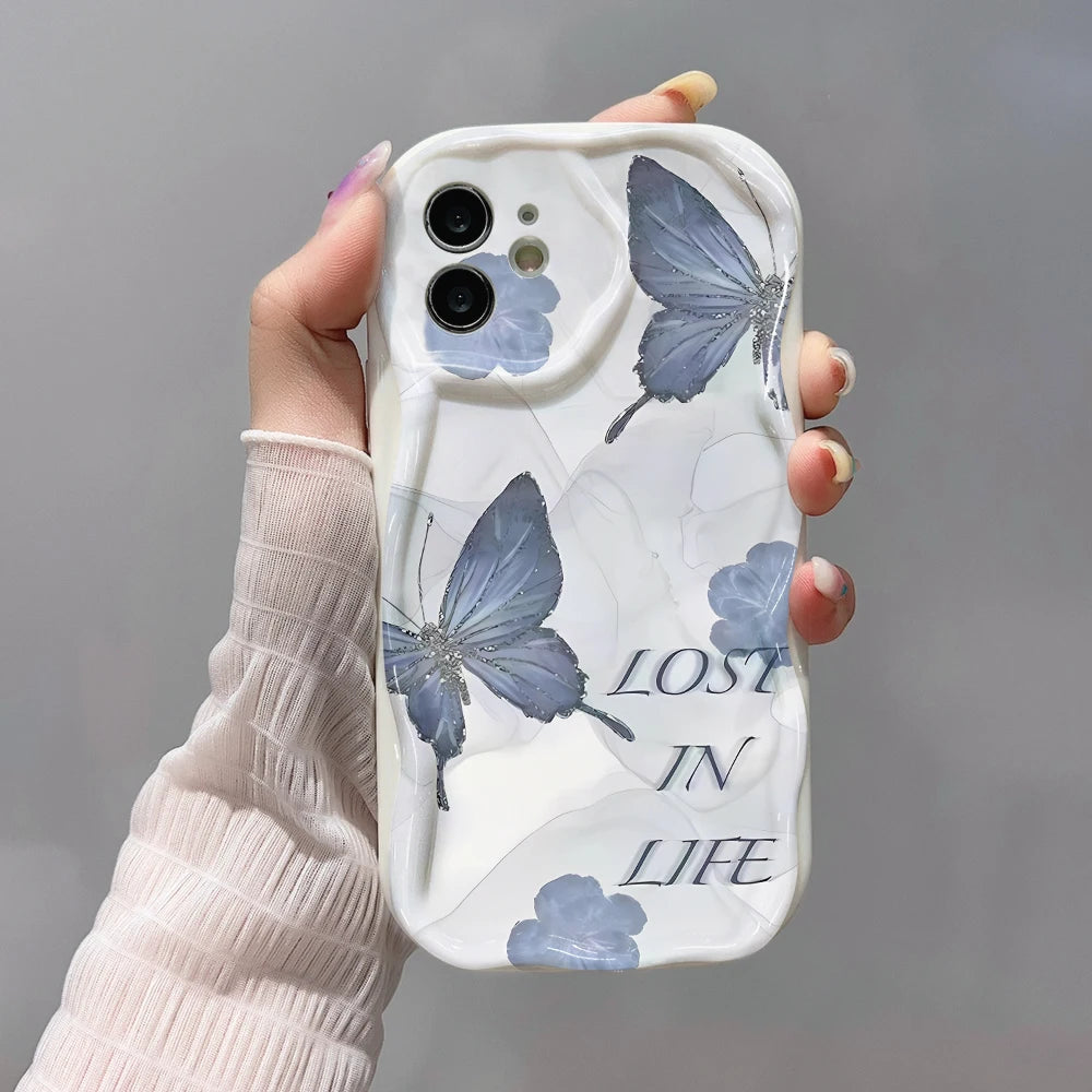 Clear Soft Curly Wave Case For Samsung A55 5G A54 A53 A52 A35 A34 A32 A24 A23 A22 A14 A13 A12 S24 Ultra S23 S22 S21 S20 FE Cover