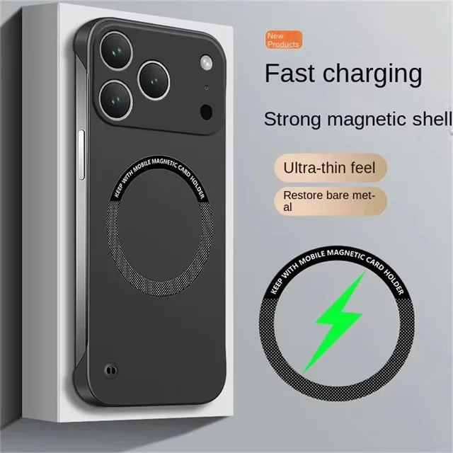 Ultra Thin Hard PC Magnetic Frameless Phone Case For Magsafe For iPhone 17 Air 16 15 14 13 Pro Max Plus Matte Color Solid Cover