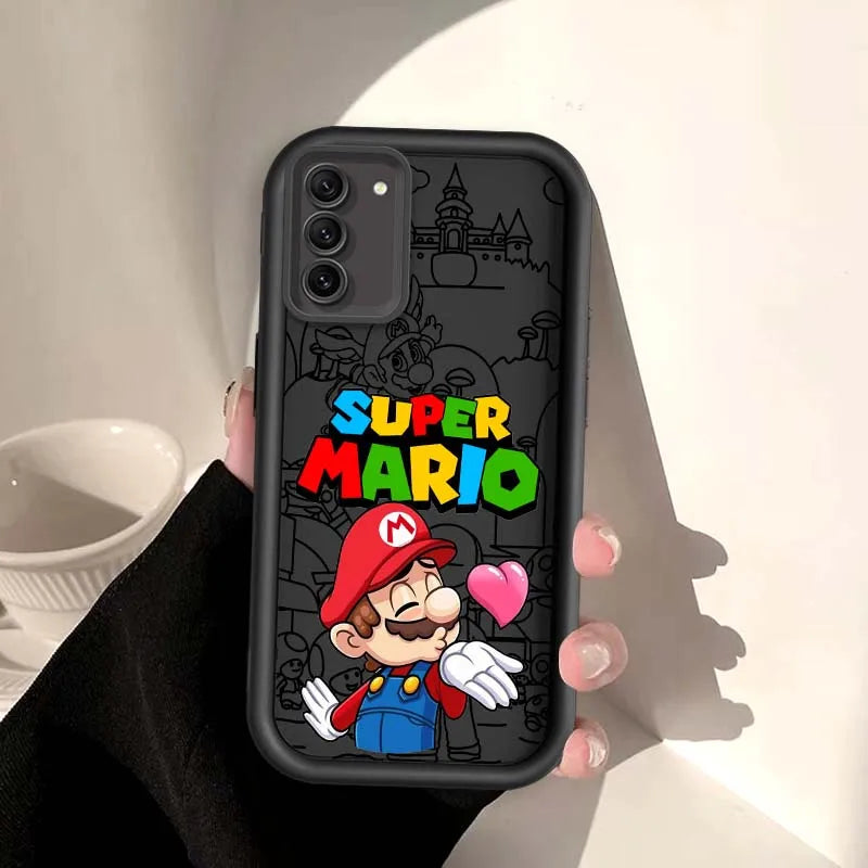 Anime M-Marios Cartoon Phone Case For Samsung Galaxy S25 S24 S23 S22 S21 S20 Ultra Plus FE 5G Eye Ladder Soft TPU Cover