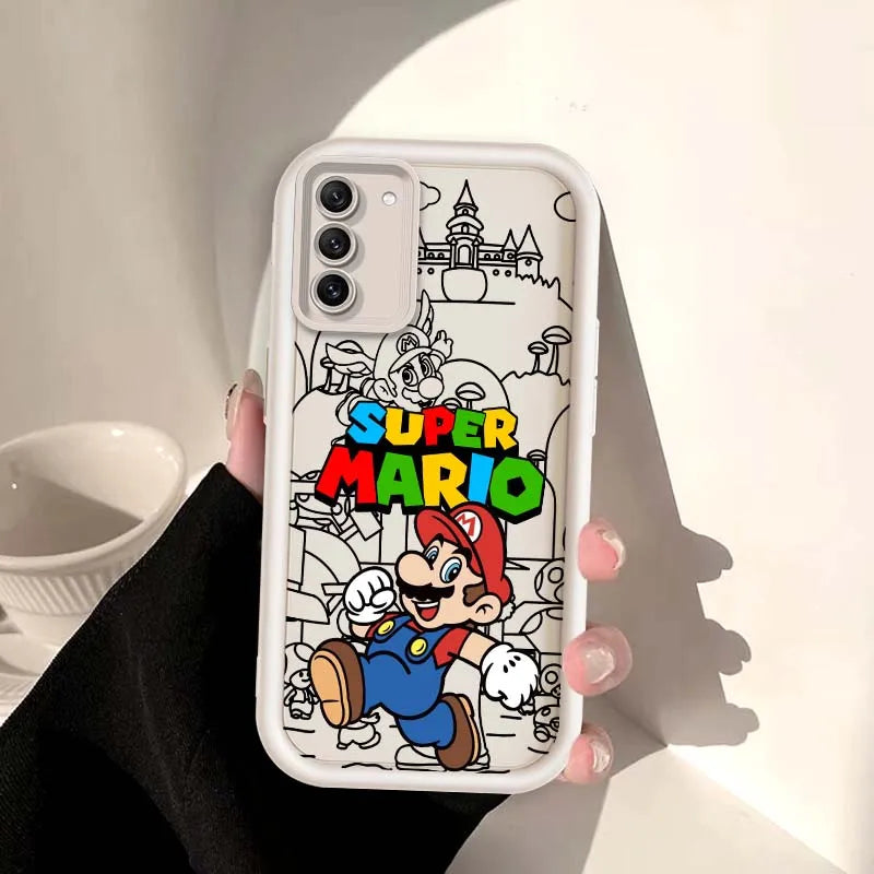 Anime M-Marios Cartoon Phone Case For Samsung Galaxy S25 S24 S23 S22 S21 S20 Ultra Plus FE 5G Eye Ladder Soft TPU Cover