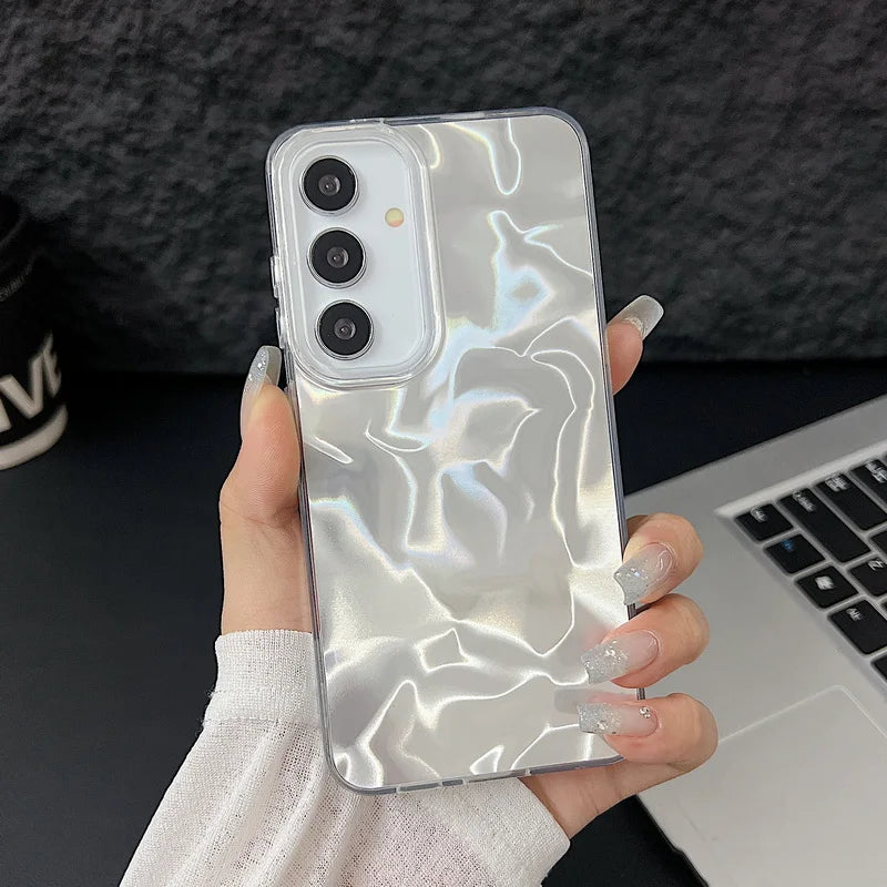 Luxury Laser Matte Case For Samsung Galaxy S25 S22 S24 Ultra S21 S23 S24 FE A55 A15 A16 A35 A25 A53 A56 5G Hard PC Phone Cover