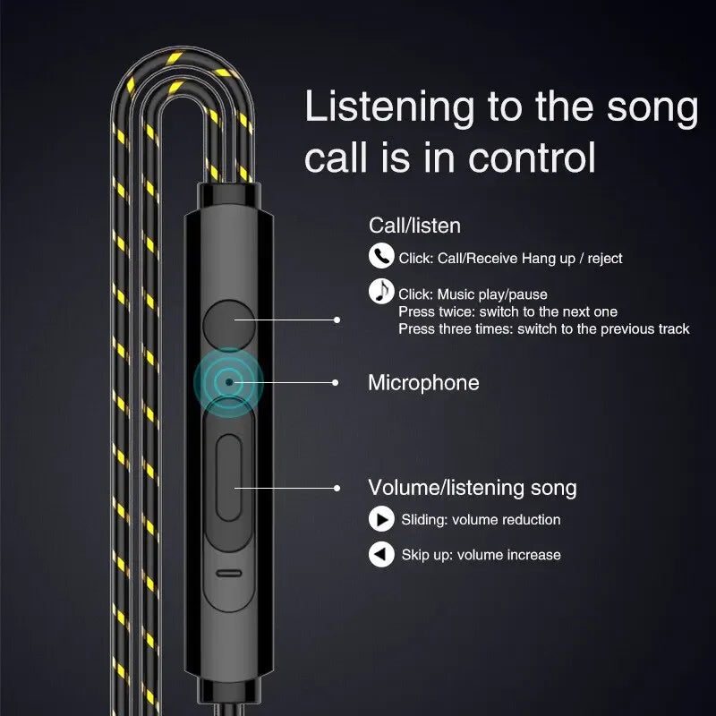 Explosive Double Moving Coil Headphones In Ear Subwoofer Cross Border Wire Controlled Fever Hifi Headphones With Shocking Sound