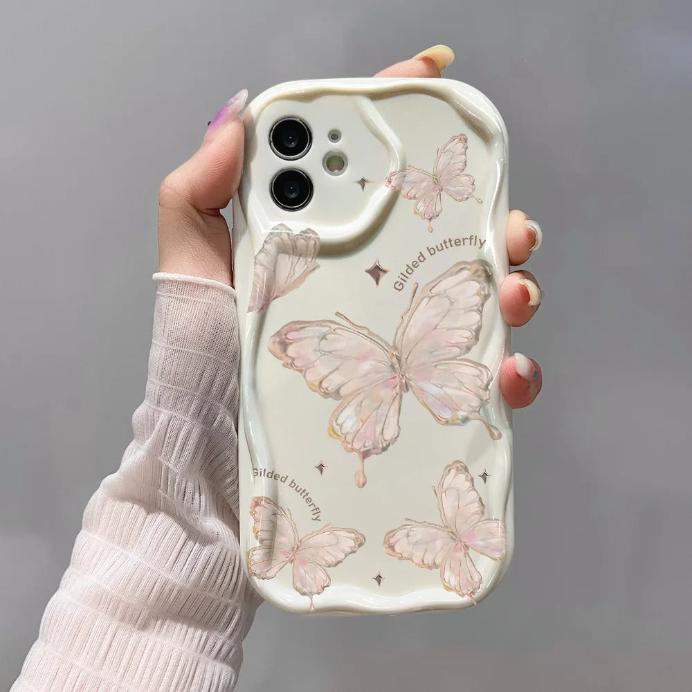 Clear Soft Curly Wave Case For Samsung A55 5G A54 A53 A52 A35 A34 A32 A24 A23 A22 A14 A13 A12 S24 Ultra S23 S22 S21 S20 FE Cover