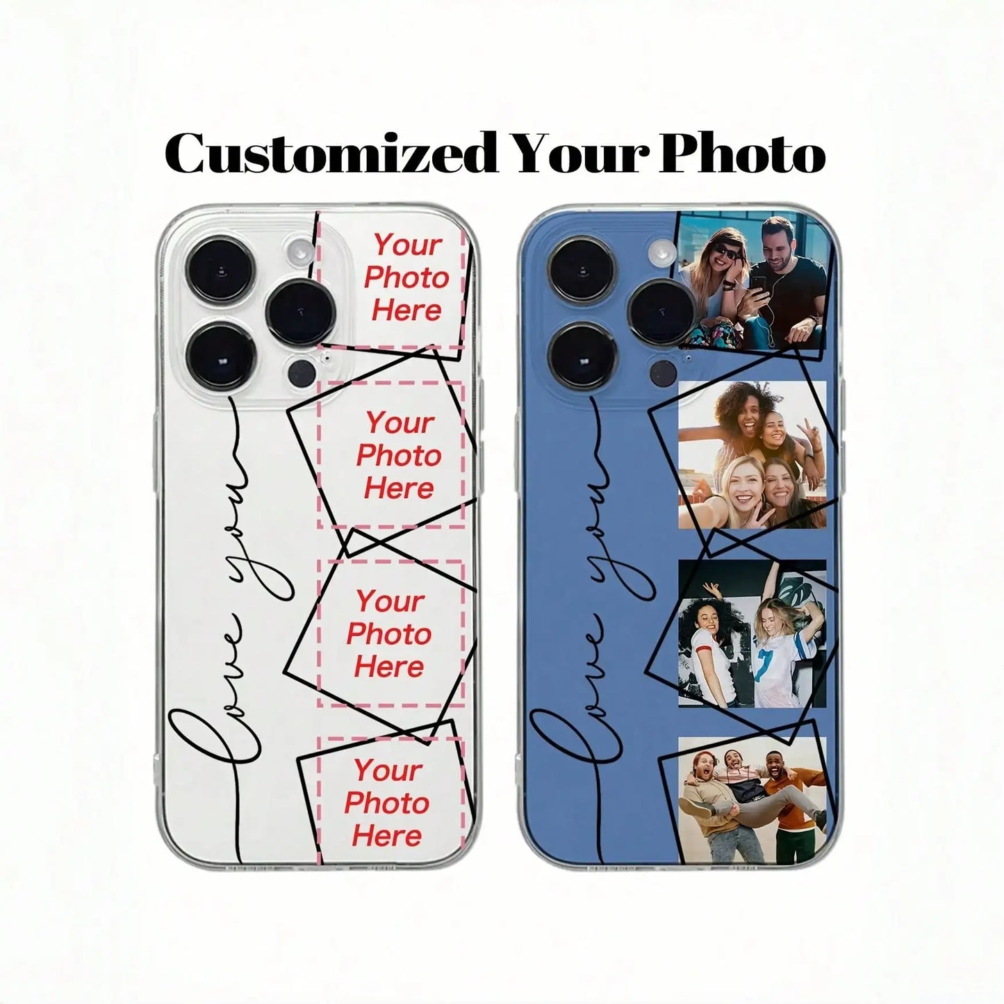 DIY customized TPU shockproof phone case For iPhone 16 15 14 13 12 11 XS Pro Max Mini SE 2020 2022 X XS XR 7 8 Plus back cover