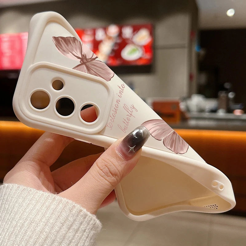 Gold Butterfly Soft TPU Case For Samsung Galaxy A55 A54 A15 A56 A16 A35 A53 A25 5G S25 S24 S23 S22 Ultra Plus S23 FE Phone Cover