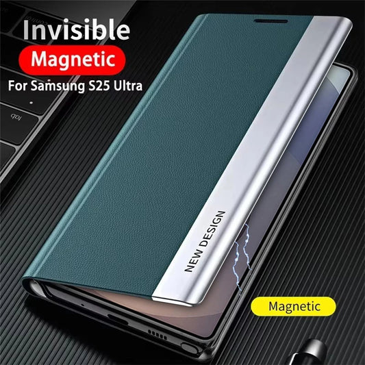 Luxury Leather Flip Case For Samsung Galaxy S25 S24 S23 S22 S21 S20 Ultra Plus S25 Edge S23 S21 S24 FE Note 20 Ultra Stand Cover