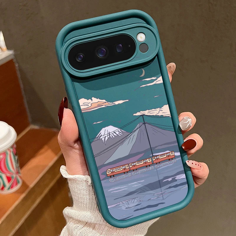 Landscape Pattern Solid Color TPU Case For Google Pixel 8 7 Pro 8A Pixel 9 Pro XL Shockproof Soft Silicone Cover Protector Cases