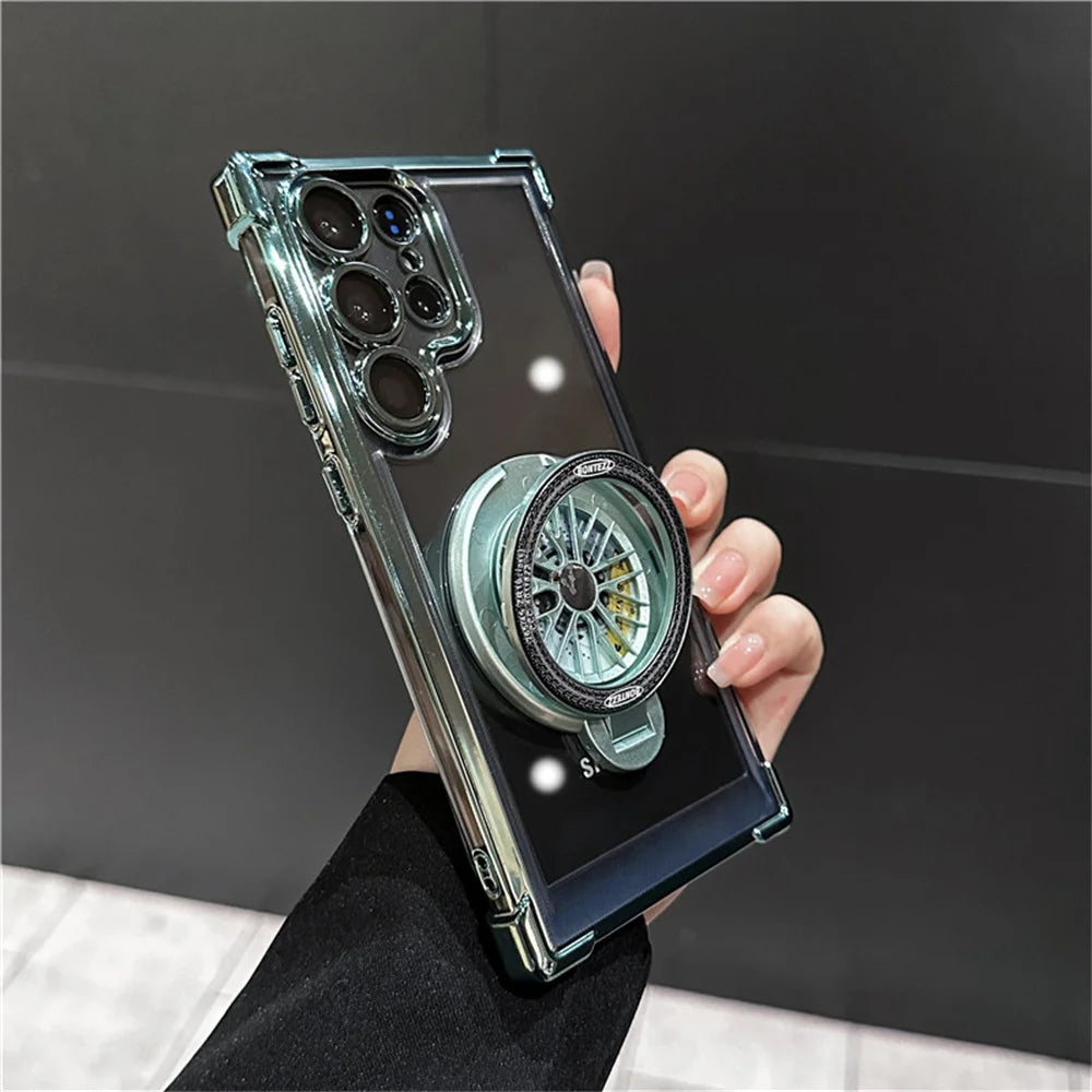 Shockproof Airbags Armor Magnetic Transparent Case for Samsung S25 S24 Ultra S23 Fe S22 Plus A16 A54 A34 A15 A25 A35 A55 A24 A53