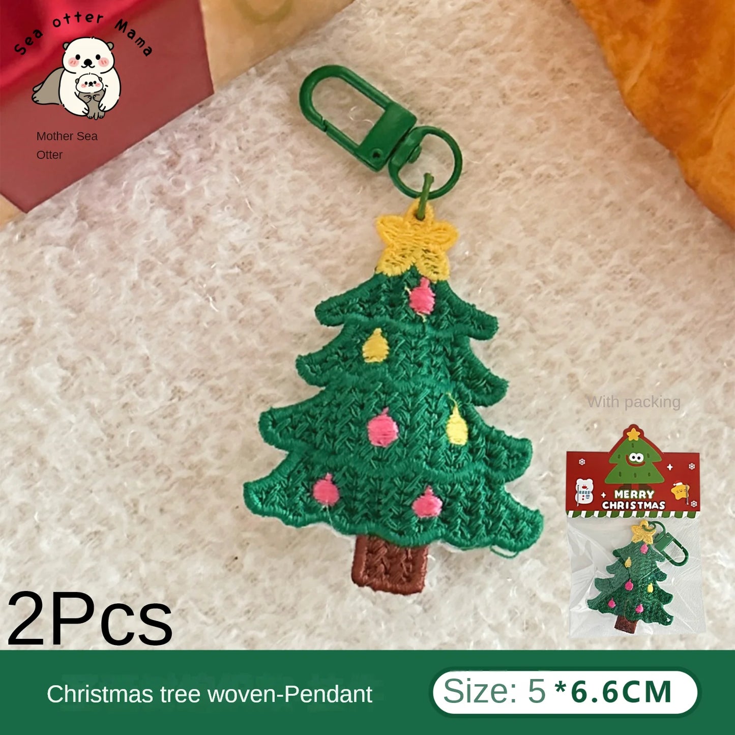 2Pcs Christmas Decoration Weaving Pendant Girl Keychain Versatile Pendant Cute Santa Claus Pendant