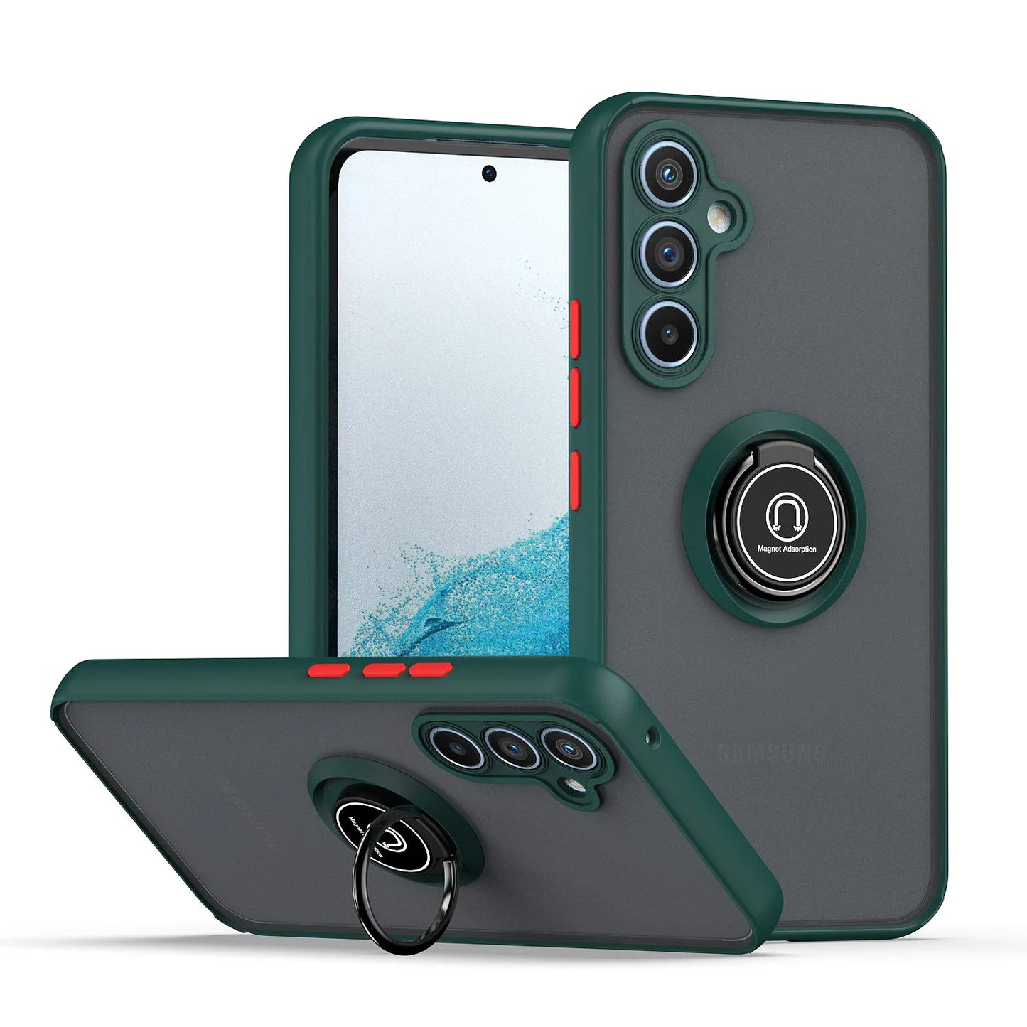 Shockproof Armor Matte Case For Samsung Galaxy A55 A54 A35 A15 A34 A25 A14 A53 A33 A52S S23 S22 S24 Ultra Plus Ring Magnet Cover