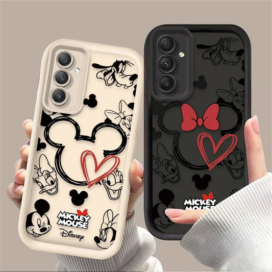 Cute Disney Mickey Minnie Phone Case for Samsung Galaxy S25 S24 S23 Ultra S22 S21 Plus FE 5G A54 A34 A14 A73 A53 A33 5G Cover