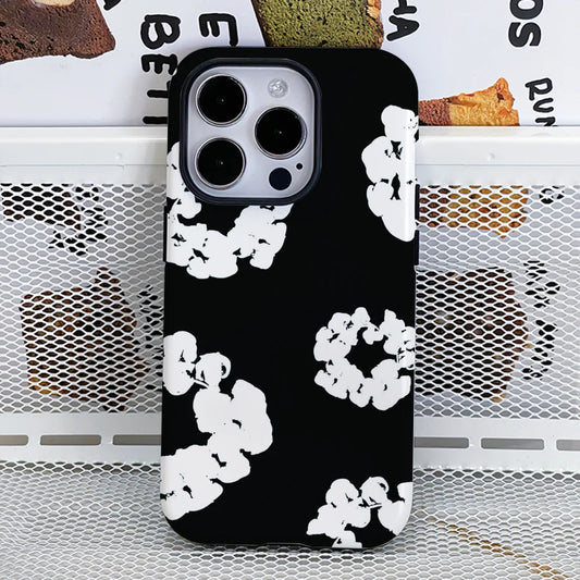 Black Flower Luxury D-Denims T-Tears Phone Case Phone Case Film shell For iPhone 16 15 14 13 12 11 Pro Max Plus