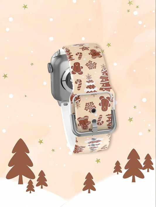 Christmas Deer Tree Gingerbread For Apple Watch Band 45 mm 44 40 41 38 42mm Bracelet iWatch Series 7 6 3 se 8 9 10 11 Ultra 3