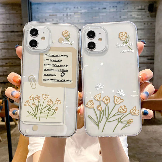 Floral Case For Samsung S23 Ultra S22 S21 S20 FE A54 5G A53 A52 A13 A12 A14 A51 A34 A33 A32 A23 A22 A71 A72 A73 TPU Funda Covers