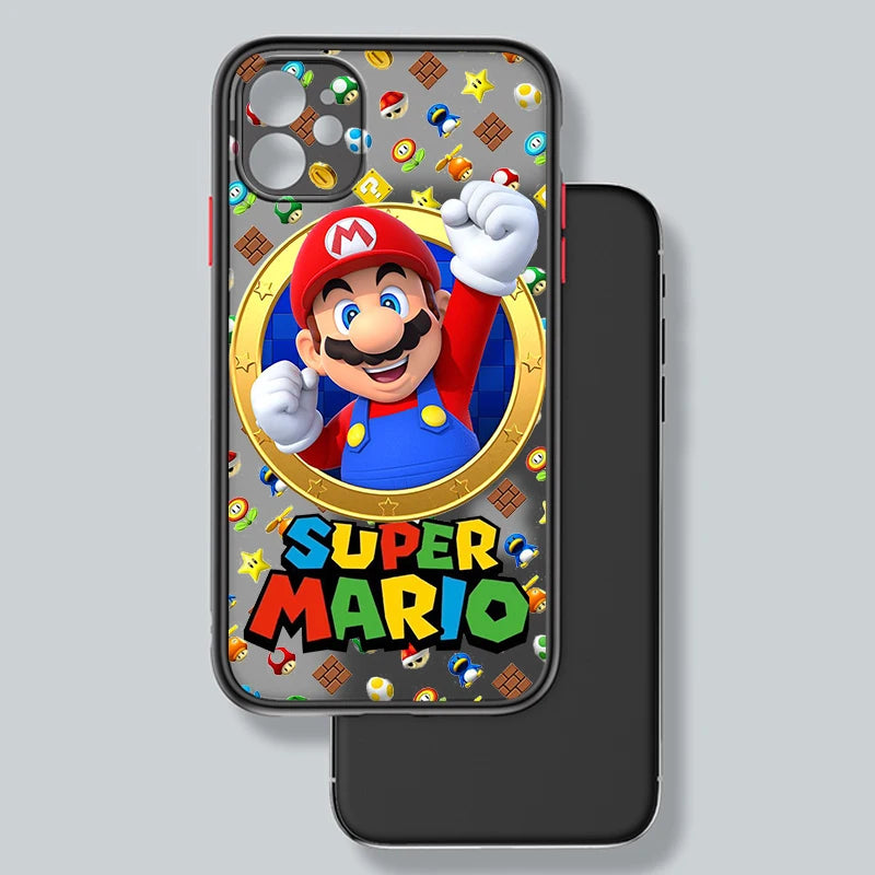M-Marios Art Popular Cartoon Frosted Translucent For Apple iPhone 16 15 14 13 12 11 XS XR X Pro Max Plus Mini Cover Phone Case