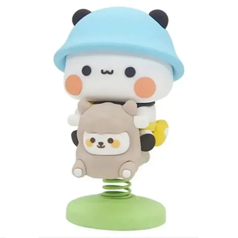 Cute Bubu Dudu Panda Bear Figure Kawaii Cartoon Panda Model Creative Exciting Spring Animal Car Ornaments