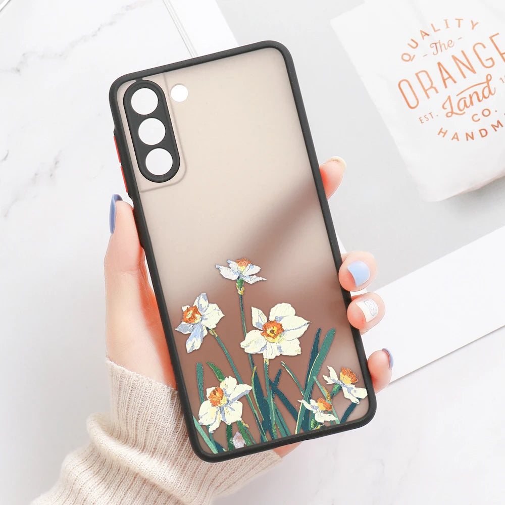 For Samsung S24 S22 Ultra Case Cover Samsung Galaxy S23 Ultra S 22 S21 S20 FE S10 Note 20 10 Plus S8 Lavender Flowers Clear Case
