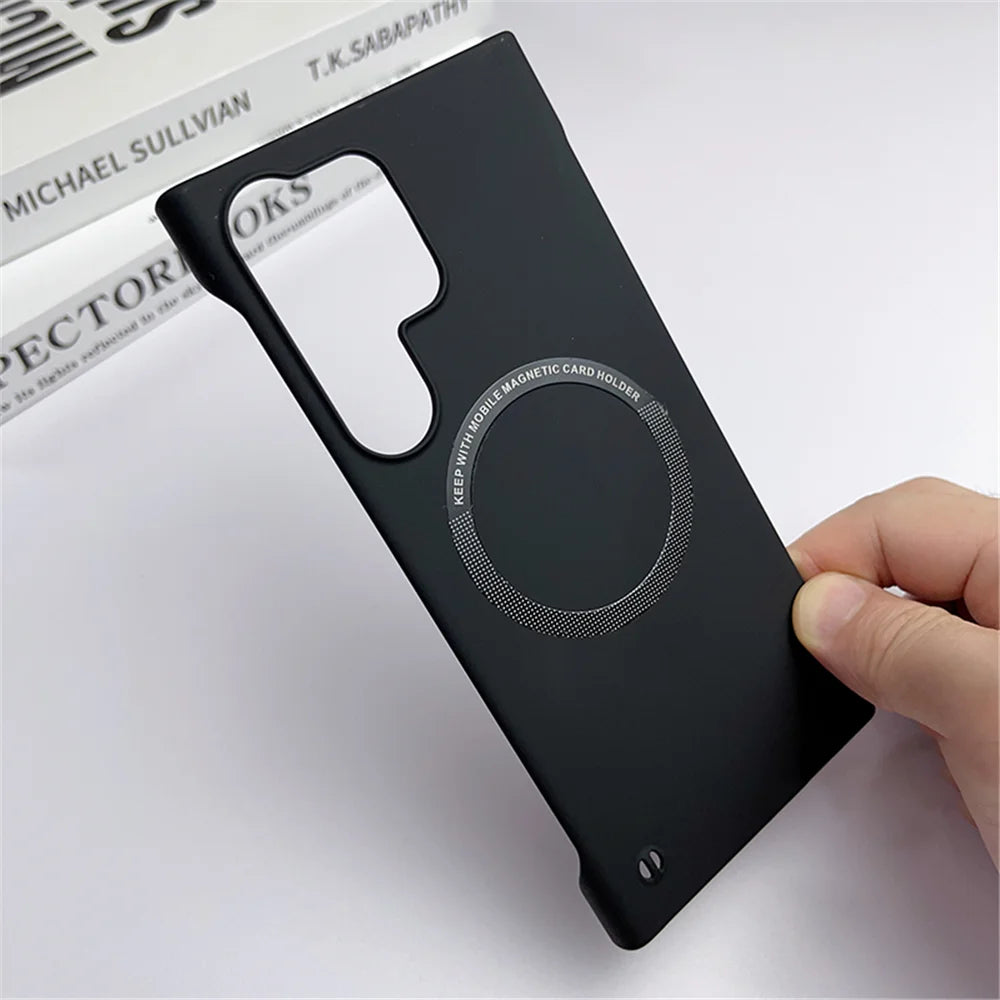 Luxury Ultra Thin Frameless Magnetic For Magsafe Case For Samsung S25 Edge S24 S23 Ultra S22 Plus S21 S20 FE Slim Hard Matte Cap