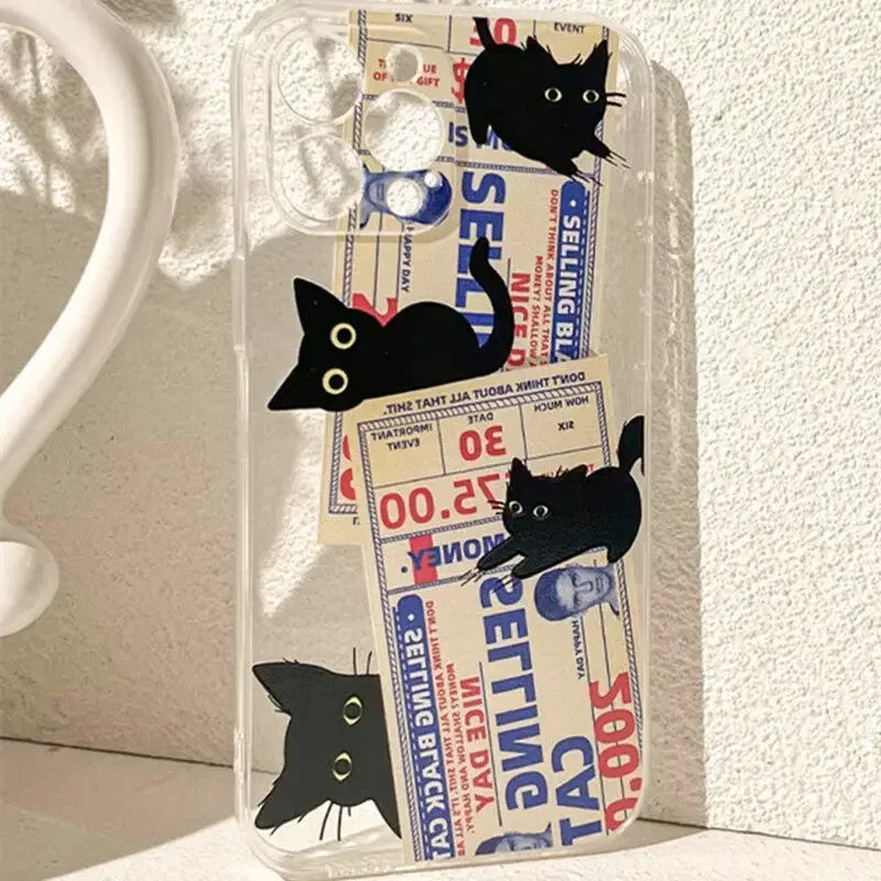 Doodle Angry Cat Case for Samsung Galaxy S25 S24 Ultra S23 S22 Plus S20 FE A56 A16 5G A15 A26 A36 A55 A35 A34 A54 Couple Cover