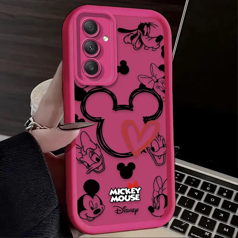 Cute Disney Mickey Minnie Phone Case for Samsung Galaxy S25 S24 S23 Ultra S22 S21 Plus FE 5G A54 A34 A14 A73 A53 A33 5G Cover
