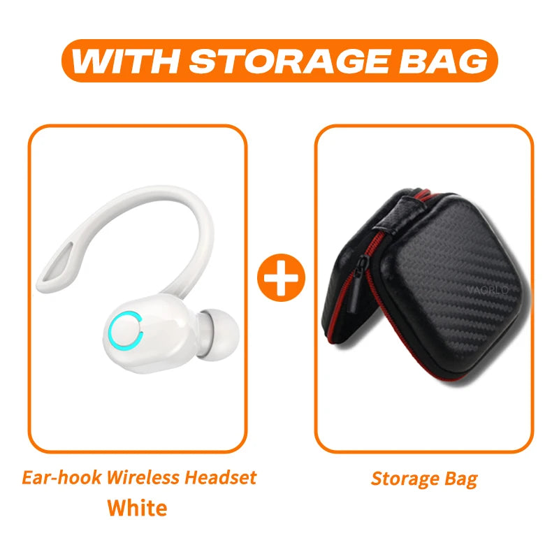 Bluetooth 5.2 Business Wireless Headphone Ear-Hook Mini HIFI Bass Noise Cancelling Earphone With Mic Earbuds Sport Game Headset