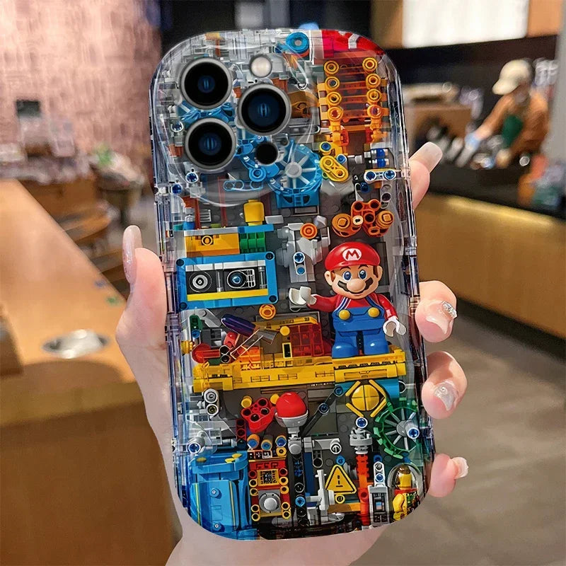 Cartoon Mushroom Wave Phone Case for iPhone 16 E 15 Pro Max 14 13 12 Mini 11 Pro Max XS X 8 7 Plus Soft Silicone Covers Funda