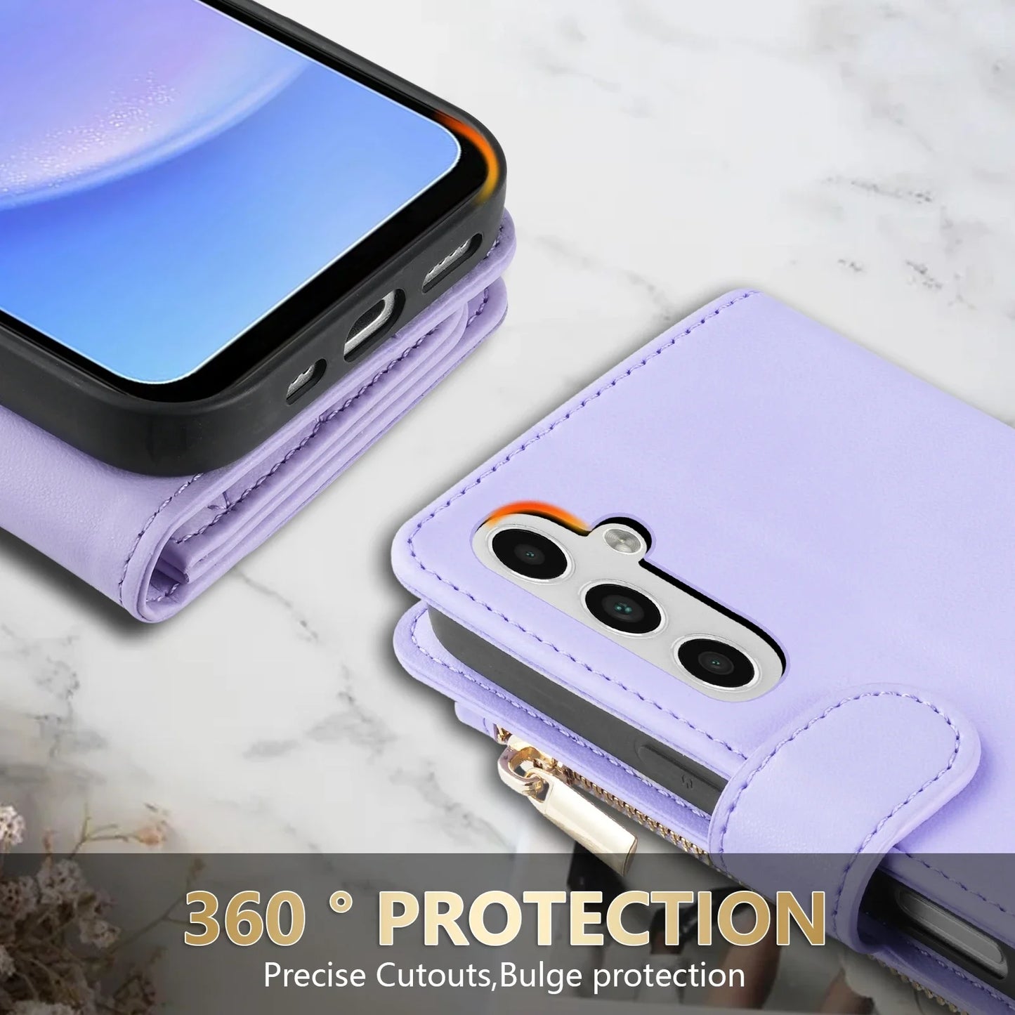 Wallet Small Fragrance Zipper Card Slot Kickstand Magnetic Flip Leather Case For Samsung Galaxy S25 Ultra S24 FE S23 Plus S22