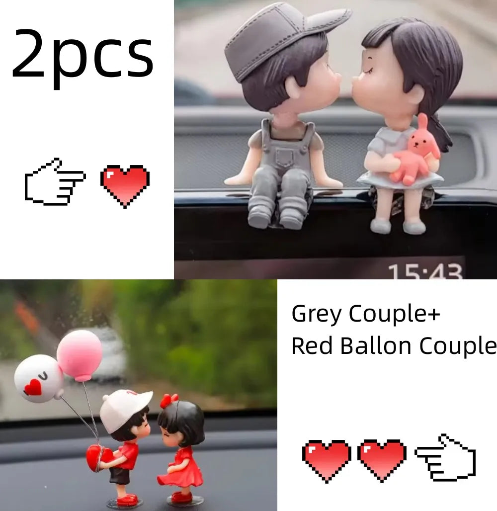 Car Accessories Cute Cartoon Couples Action Figure Figurines Balloon Ornament Auto Interior Dashboard for Girls Gifts Drop