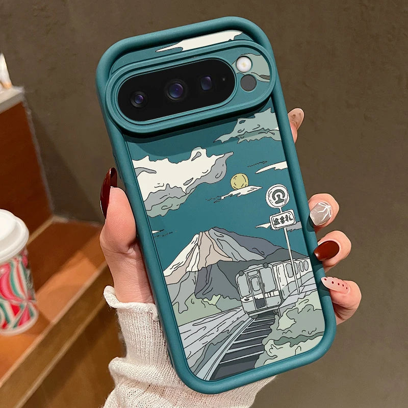 Landscape Pattern Solid Color TPU Case For Google Pixel 8 7 Pro 8A Pixel 9 Pro XL Shockproof Soft Silicone Cover Protector Cases
