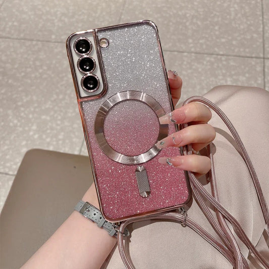 Crossbody Lanyard For Magsafe Magnetic Case For Samsung Galaxy S25 S24 S23 S21 S22 Plus FE Note 20 Ultra Wireless Charge Cover