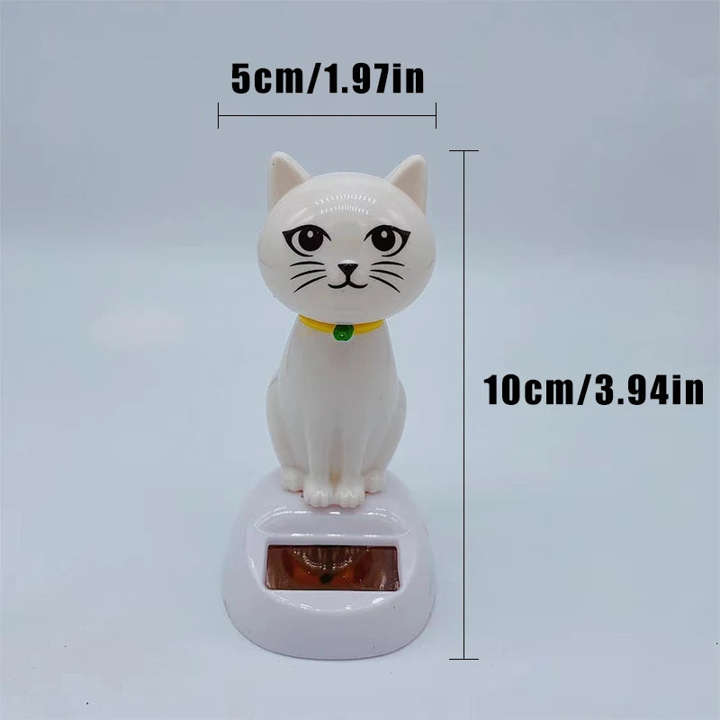 1pc Car Decoration Solar Energy Decoration Shaking Head Doll Cartoon Cat Shape Decoration Gift Creative Interior Automotive
