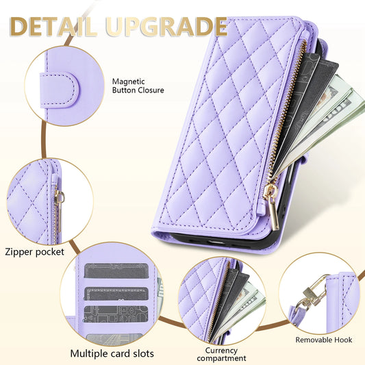 Wallet Small Fragrance Zipper Card Slot Kickstand Magnetic Flip Leather Case For Samsung Galaxy S25 Ultra S24 FE S23 Plus S22