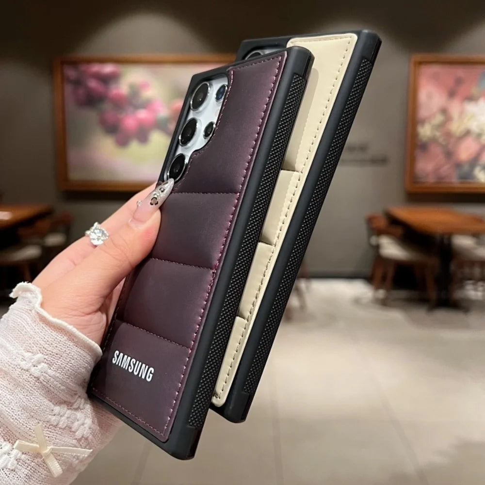 Luxury Down Jackets Air-Bags Silicone Phone Case Samsung Galaxy S25 S24 Ultra S23 S22 Ultra S25 Plus Shockproof Soft TPU Cover