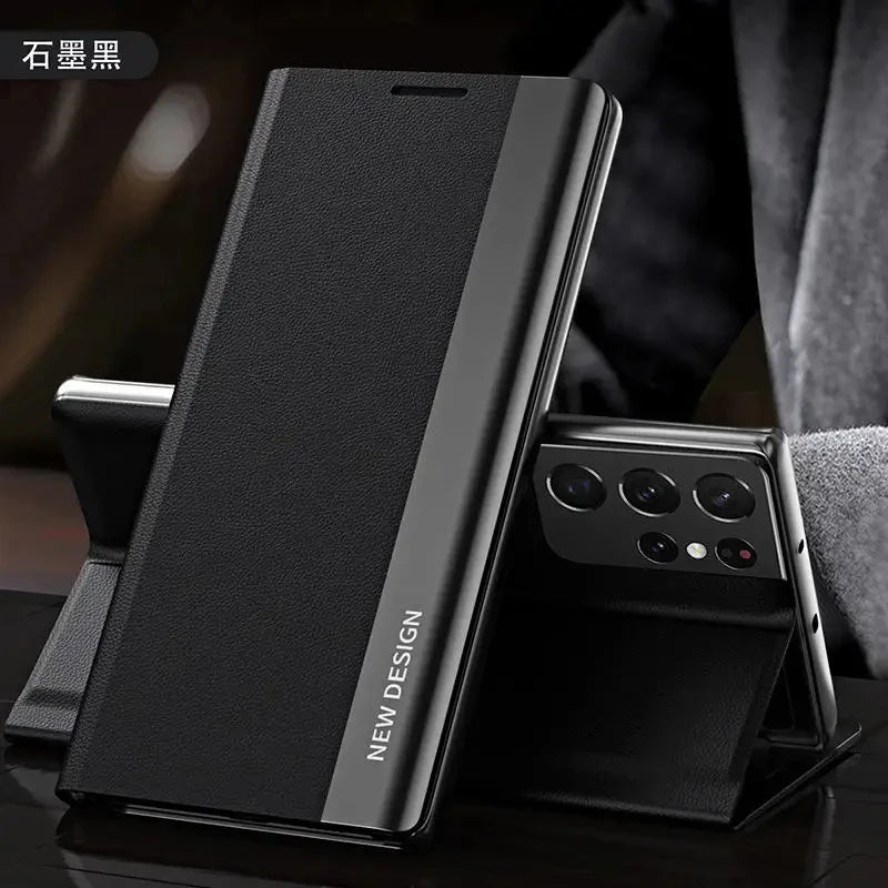 Luxury Leather Flip Case For Samsung Galaxy S25 S24 S23 S22 S21 S20 Ultra Plus S25 Edge S23 S21 S24 FE Note 20 Ultra Stand Cover
