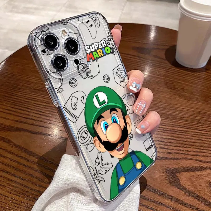 Luxury Supers M-Marios Cartoon Phone Case For Apple iPhone 17 Air 16e 16 15 14 13 12 11 Mini Pro Max Plus Transparent Soft Cover
