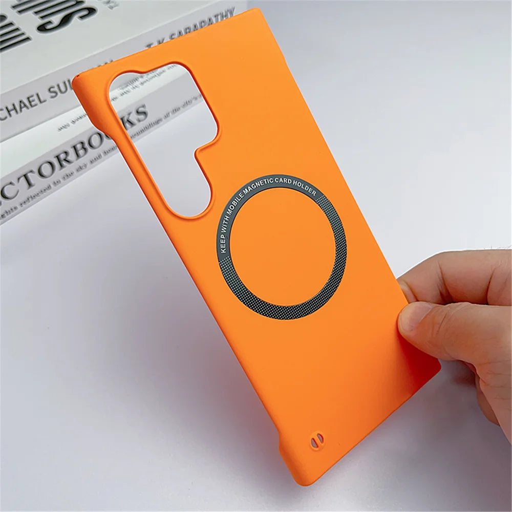 Luxury Ultra Thin Frameless Magnetic For Magsafe Case For Samsung S25 Edge S24 S23 Ultra S22 Plus S21 S20 FE Slim Hard Matte Cap