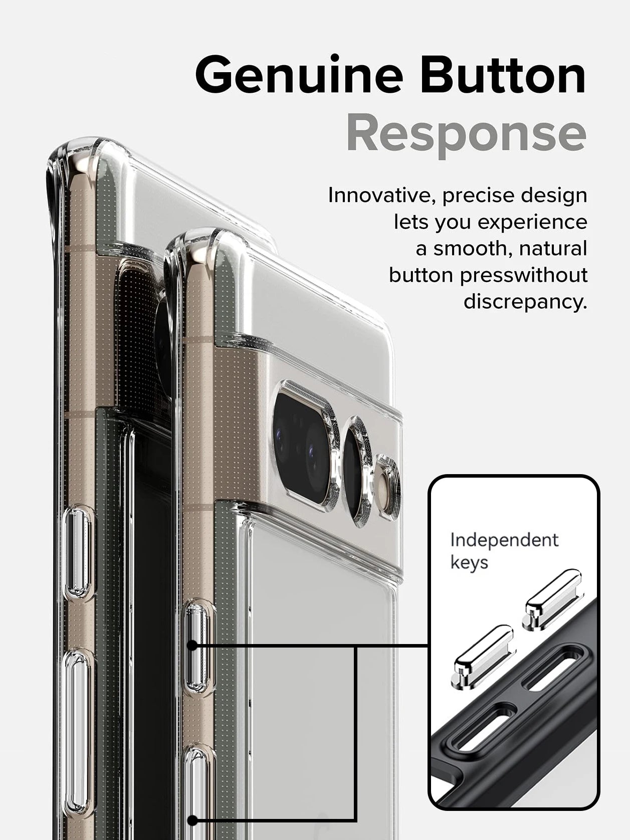 Luxury Transparent Phone Case For Google Pixel 7 pro TPU Bumper anti-drop Metal Buttons Scratch proof hard back cover Clear case