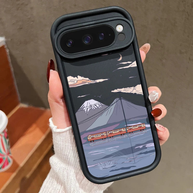 Landscape Pattern Solid Color TPU Case For Google Pixel 8 7 Pro 8A Pixel 9 Pro XL Shockproof Soft Silicone Cover Protector Cases