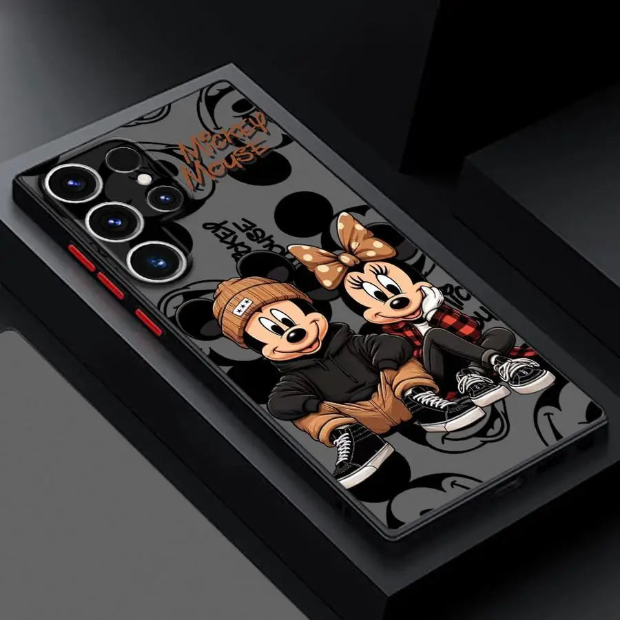 Cool Disney Mickey Minnie Matte Case for Samsung Galaxy S24Ultra S23 S25 Ultra S20 FE S21 S22 Plus S10 S9 S23 5G Phone Cover