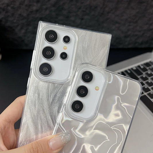 Luxury Laser Matte Case For Samsung Galaxy S25 S22 S24 Ultra S21 S23 S24 FE A55 A15 A16 A35 A25 A53 A56 5G  Hard PC Phone Cover