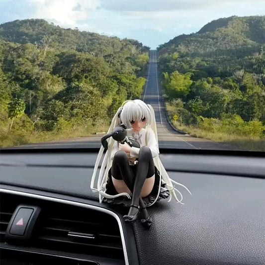 10cm Cute Anime Lady Doll with Rabbit - Perfect Birthday Gift & Home Decoration!